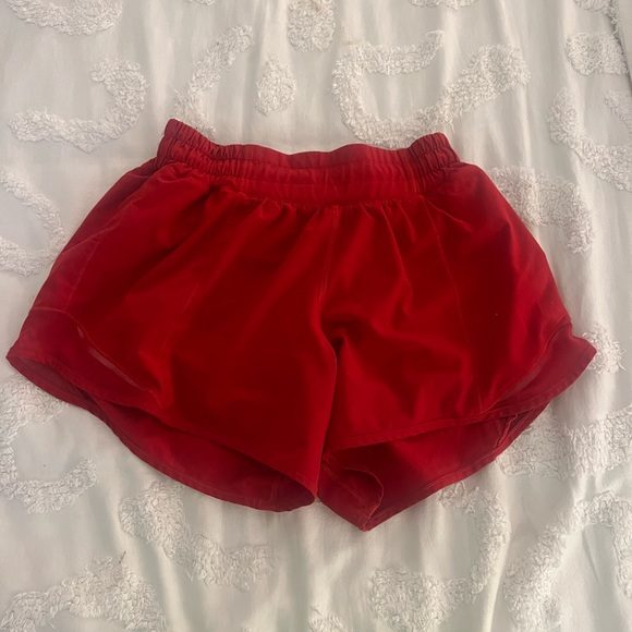 size 2 four inch red lululemon shorts, worn once. - Picture 3 of 3